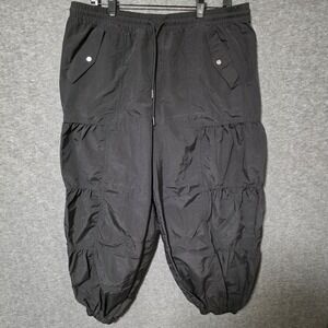 Halara Women's Black XL Drawstring Pocket Ruched Parachute Casual Cargo Joggers